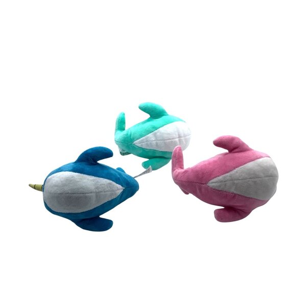 Narwhal Plush Toy Set Soft Stuffed Sea Creature Collectible Ideal Toys Lot of 3 - Picture 3 of 6